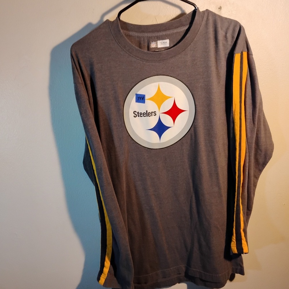 Pittsburgh Steelers NFL Apparel Long Sleeve Logo Sewn Stripe Sleeves Mens Large - Picture 6 of 16